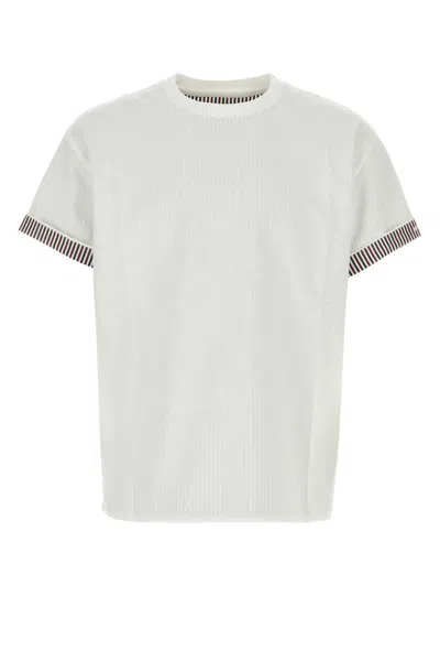 Bottega Veneta Double Layer Striped Cotton T-shirt In White