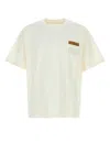 Bottega Veneta Pima Cotton T-shirt With Suede Patch In Neutral