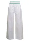 Bottega Veneta Elastic Waist Cotton Wide Legged Pants In White