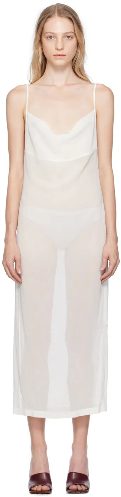 Bottega Veneta Light Cotton Long Dress In Chalk