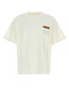 Bottega Veneta Pima Cotton T-shirt With Suede Patch In Neutral