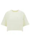Bottega Veneta White Crop T-shirt With Patch Pockets In Cotton Woman In White
