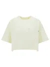 Bottega Veneta White Crop T-shirt With Patch Pockets In Cotton Woman In Multicolor