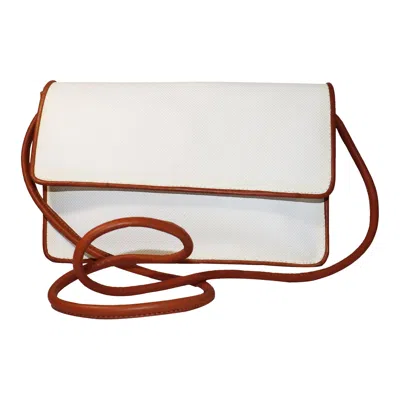 Pre-owned Bottega Veneta White Crossbody W/ Tan Accent And Strap