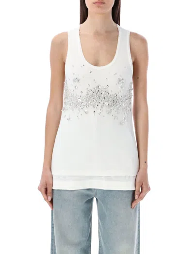 BOTTEGA VENETA WHITE CRYSTAL SLEEVELESS TOP