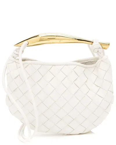 Bottega Veneta Sardine Mini Intrecciato Leather Shoulder Bag In White
