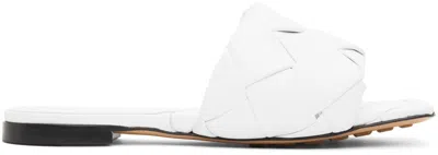 BOTTEGA VENETA WHITE INTRECCIATO LIDO FLAT SANDALS