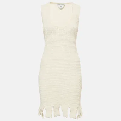 Pre-owned Bottega Veneta White Knit Scoop Neck Sleeveless Mini Dress S