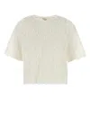 Bottega Veneta Lace Round Neck Fish Top In Neutral