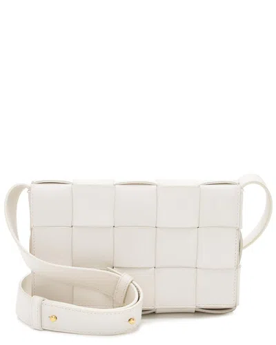 Bottega Veneta White Lambskin Cassette Small Crossbody (authentic Pre-loved)