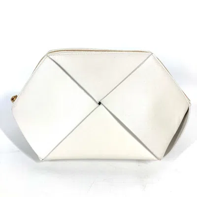 Pre-owned Bottega Veneta White Leather Clutch Bag Pouch ()