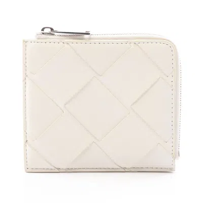 Pre-owned Bottega Veneta White Leather Coin Purse/coin Case ()