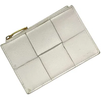Pre-owned Bottega Veneta White Leather Coin Purse/coin Case ()