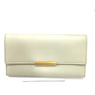 Pre-owned Bottega Veneta White Leather Long Wallet (bi-fold) ()
