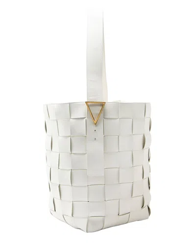 Bottega Veneta White Leather Maxi Cassette Tote (authentic Pre-loved)