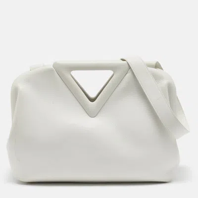 Pre-owned Bottega Veneta White Leather Medium Point Shoulder Bag