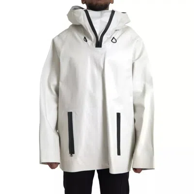 Bottega Veneta White Leather Men Waterproof Jacket Blouson In Gray