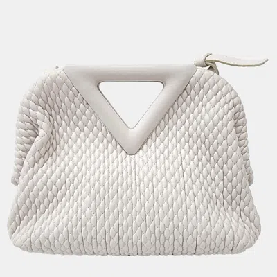 Pre-owned Bottega Veneta White Leather Point Bag