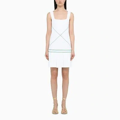 Pre-owned Bottega Veneta White Logo-embroidery Tennis Dress