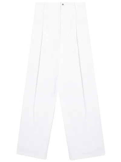 Bottega Veneta White Logo Patch Straight Leg Jeans For Women
