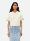 Bottega Veneta Striped Double Layer Cotton T-shirt In White