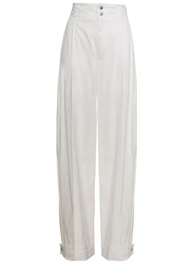 Bottega Veneta White Loose Flat Front Pants