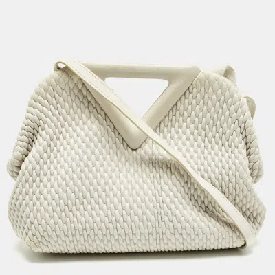 Pre-owned Bottega Veneta White Matelasse Leather Small The Point Triangle Bag