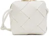 Bottega Veneta White Mini Cassette Camera Bag In 9009 White Gold