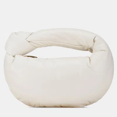 Pre-owned Bottega Veneta White Mini Nappa Puffy Jodie