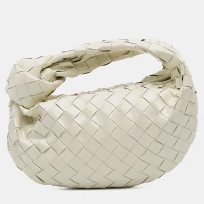 Pre-owned Bottega Veneta White Mini Patent Intrecciato Jodie