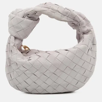 Pre-owned Bottega Veneta White Mini Suede Intrecciato Jodie