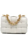 Bottega Veneta Chain Cassette Padded Intrecciato Crossbody Bag In White