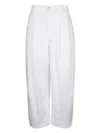 Bottega Veneta Wide Leg Pleated Trousers With Back Pockets In White
