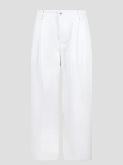 Bottega Veneta White Pleated Denim Trousers