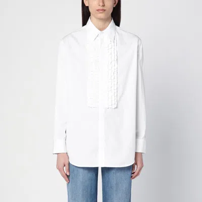 Bottega Veneta White Poplin Ruffle Shirt