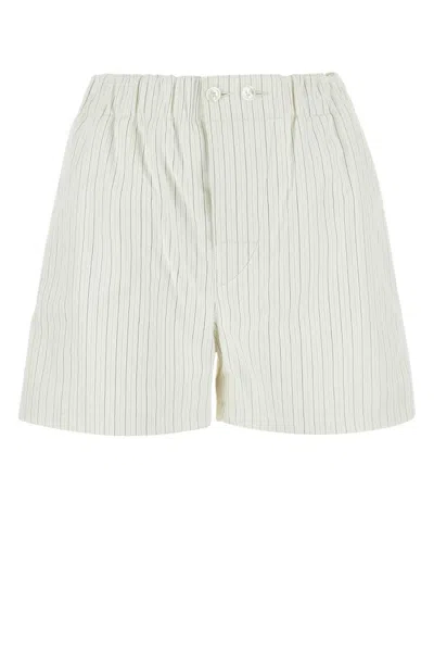 BOTTEGA VENETA WHITE PRINTED LEATHER SHORTS