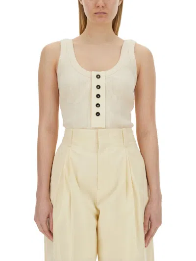 Bottega Veneta White Scoop Neck Top