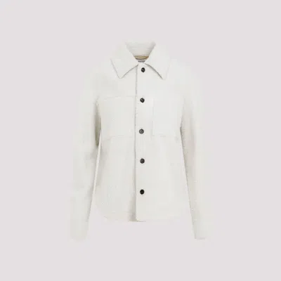 BOTTEGA VENETA WHITE SHEARLING JACKET.