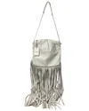 Bottega Veneta White Sheep Leather Fringe Pouch Shoulder Bag (authentic Pre-  Loved) In Gray