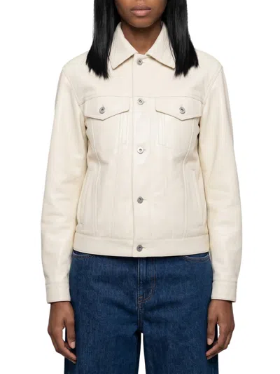 Bottega Veneta White Shirt Collar Jacket In Neutral