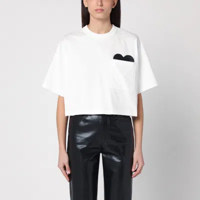 BOTTEGA VENETA WHITE SHORT-SLEEVED CROP T-SHIRT WITH HEART