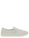 Bottega Veneta White Slip-on Sneakers With Intreccio Motif In Leather Man