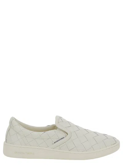 Bottega Veneta Sawyer Woven Leather Slip-on Sneakers In White