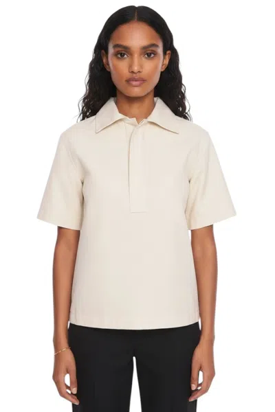 Bottega Veneta White Solid Shirt Collar Top