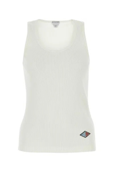 Bottega Veneta Canotta In Jersey Di Cotone Compatto A Coste In White