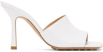 Bottega Veneta White Stretch Heeled Sandals In 9122 Optic