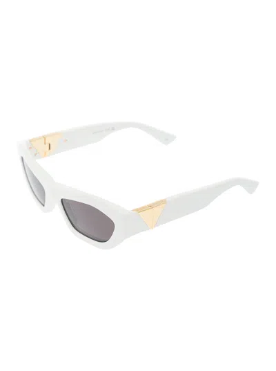 Bottega Veneta White Sunglasses In Recycled Acetate In Multicolor