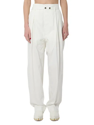 Bottega Veneta White Tapered Flat Front Pants