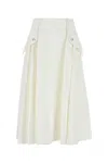 Bottega Veneta Flared High Waist Skirt With Metal Button In Neutral