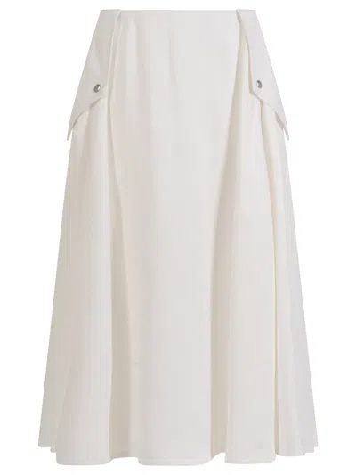 BOTTEGA VENETA WHITE VISCOSE PLEATED SKIRT